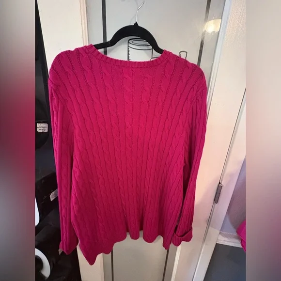 ❤️ Ralph Lauren Red Cable Knit Sweater | 2X | Crest Emblem | Like New ❤️ - Picture 4 of 6